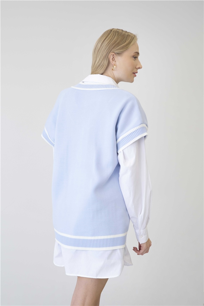 Avrile İçi Gömlekli Triko Süveter  BEBE MAVİ  A91583-S