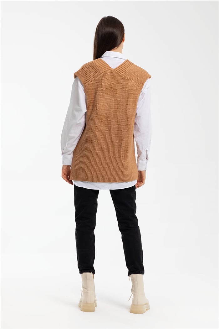 Avrile İçi Gömlekli Triko Süveter  CAMEL  A91580-S