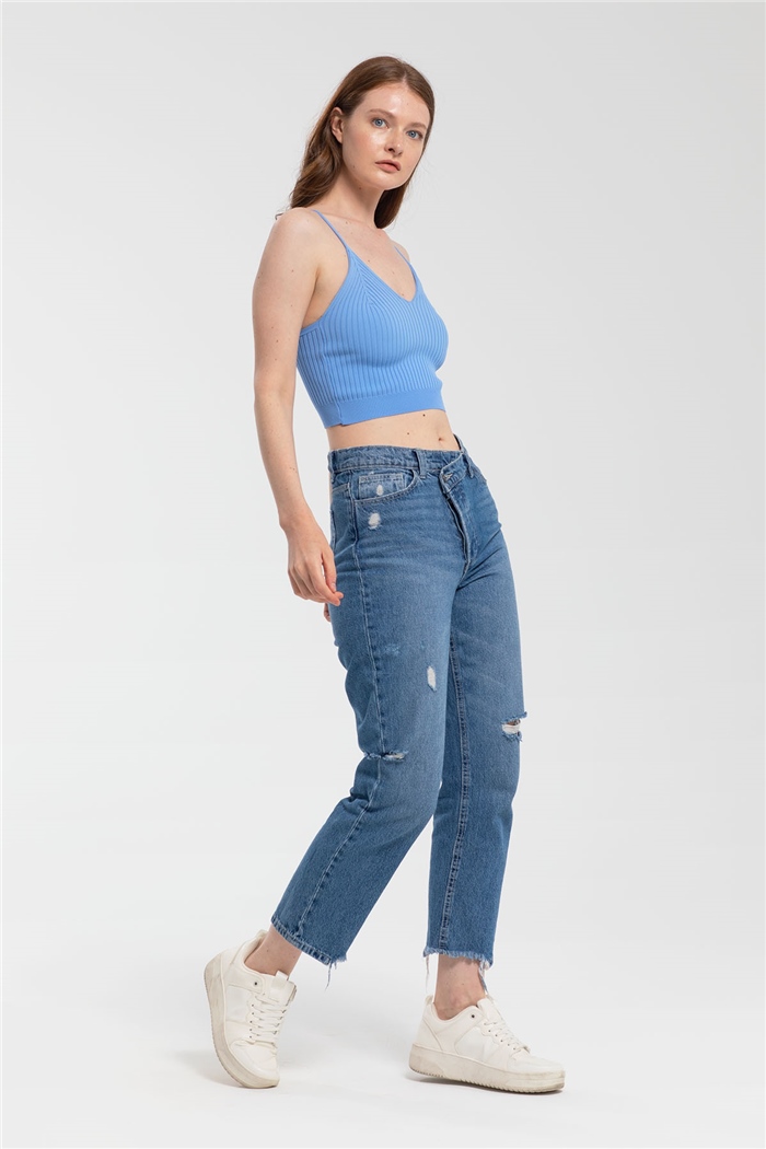 Avrile İnce Askılı Triko Atlet  BEBE MAVİ  A91788-S