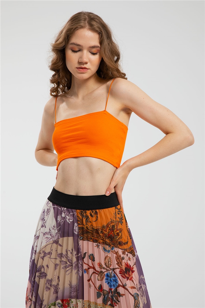 Avrile İnce Askılı Triko Crop  ORANJ  A21-10418