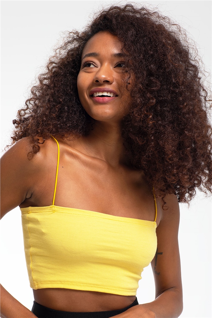Avrile İnce Askılı Triko Crop  SARI  A21-10418