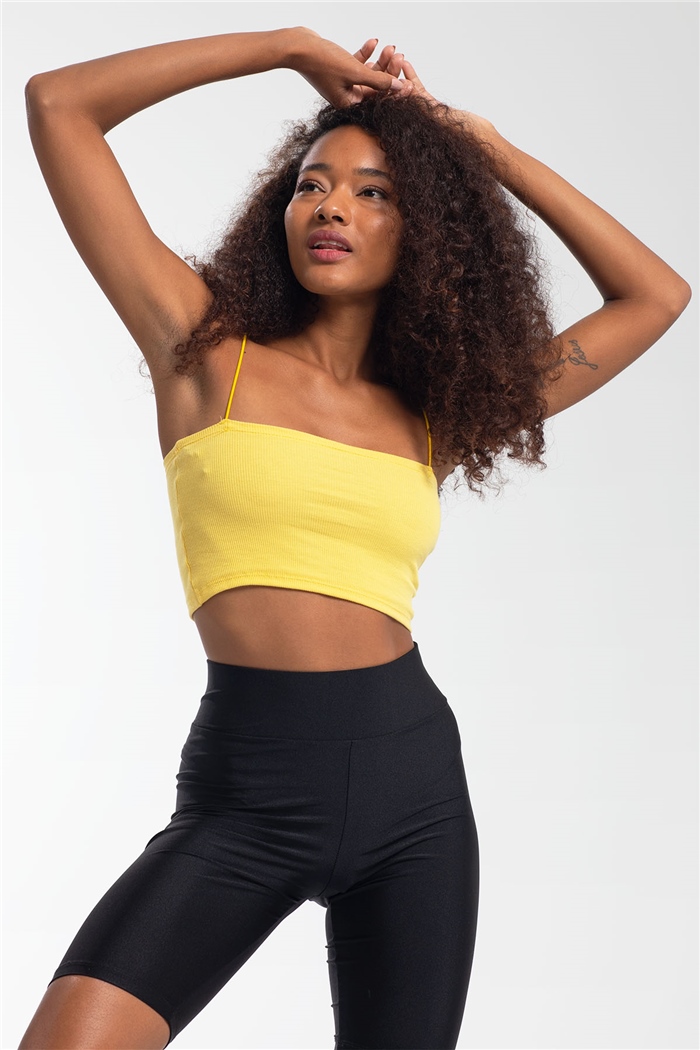 Avrile İnce Askılı Triko Crop  SARI  A21-10418