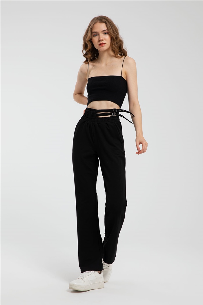 Avrile İnce Askılı Triko Crop  SİYAH  A21-10418