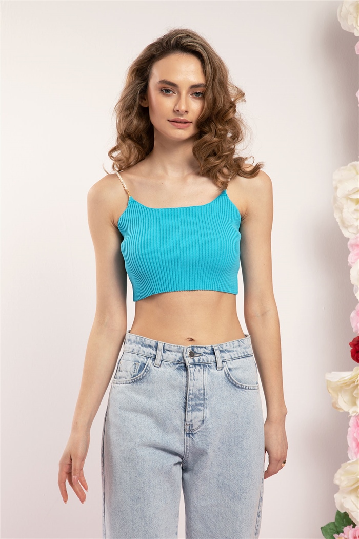 Avrile İnci Askılı Triko Bluz  AQUA  A91751-S