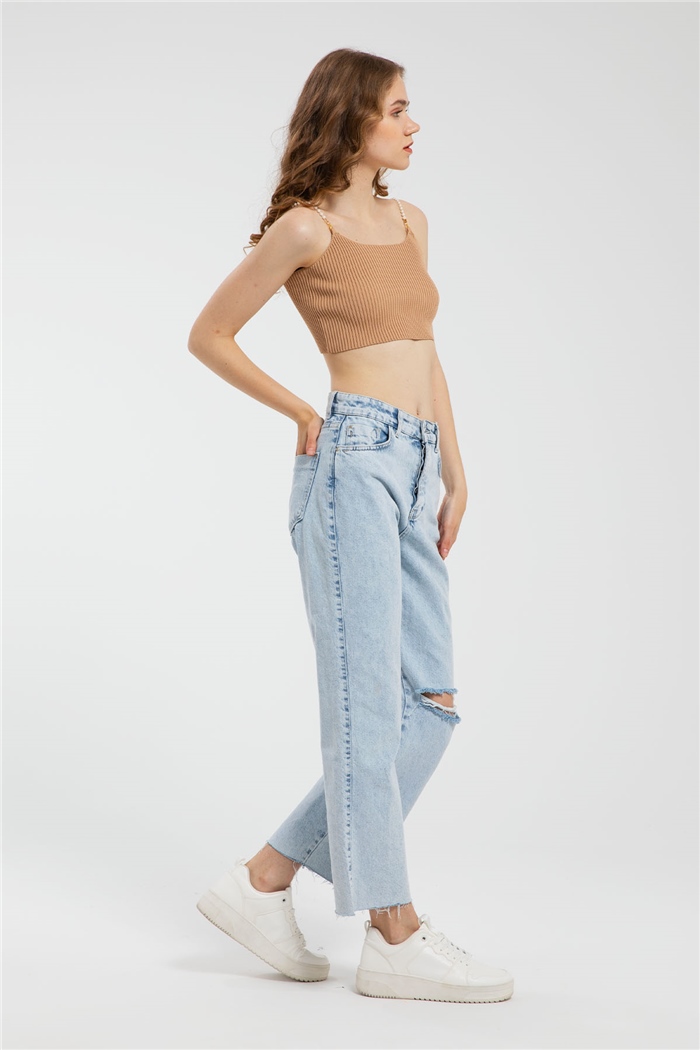 Avrile İnci Askılı Triko Bluz  CAMEL  A91751-S