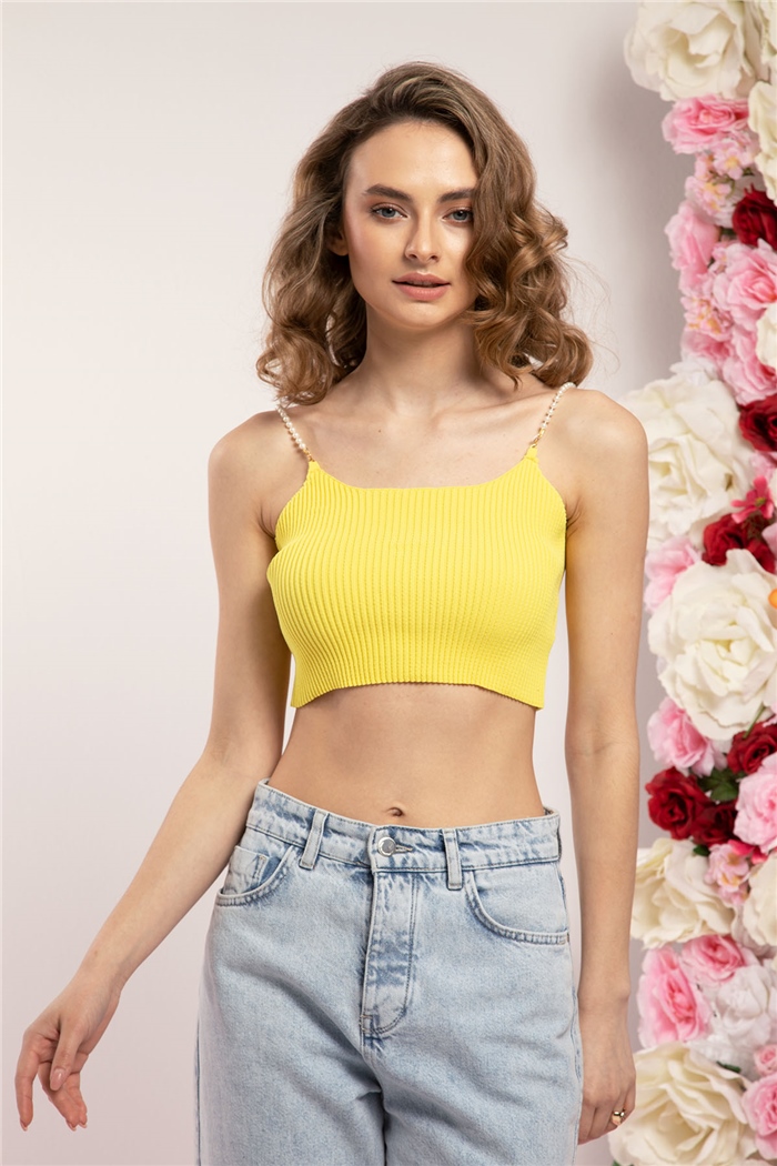 Avrile İnci Askılı Triko Bluz  SARI  A91751-S