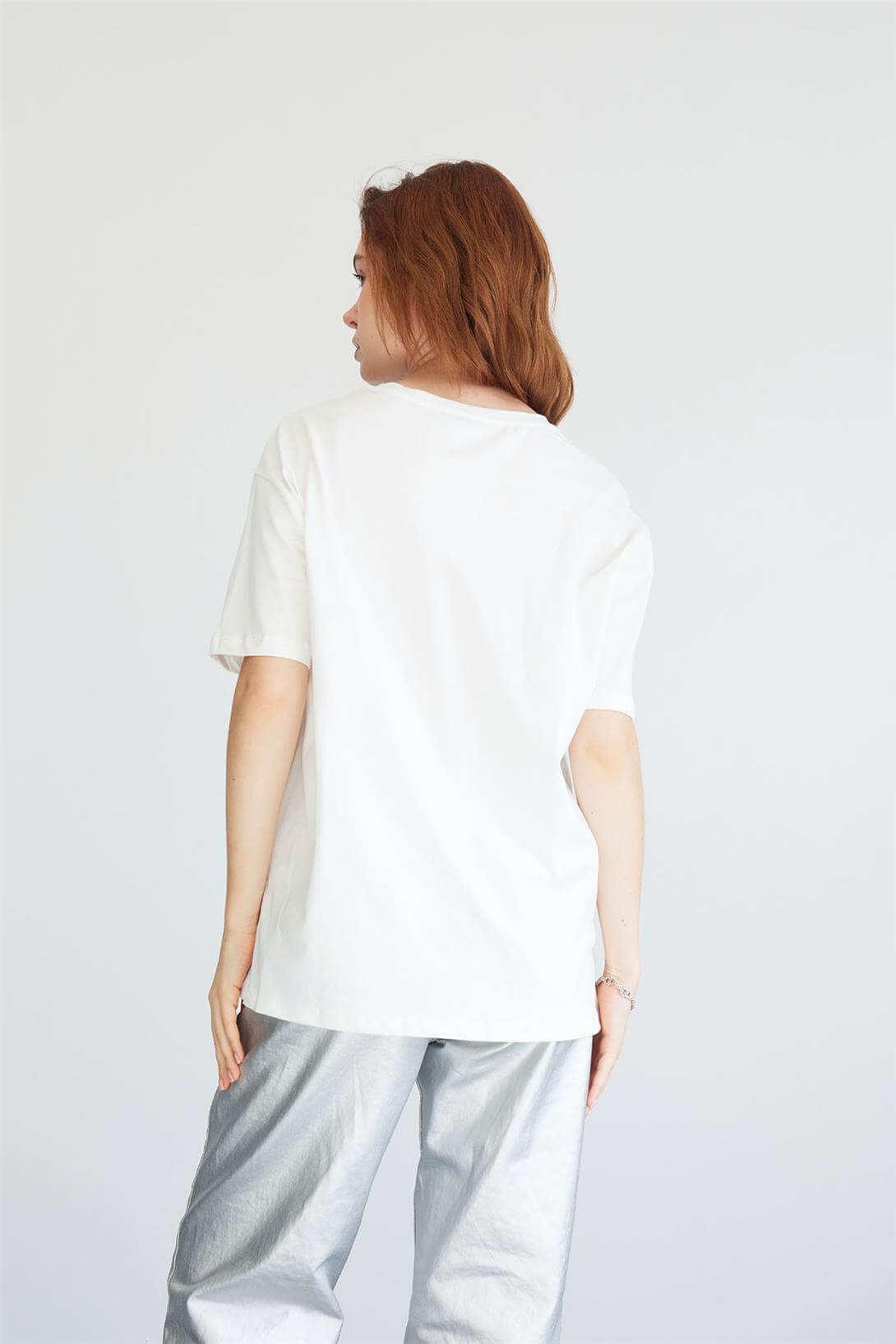 Avrile Kadın BASKILI  BASIC  T-SHIRT EKRU A24-10246