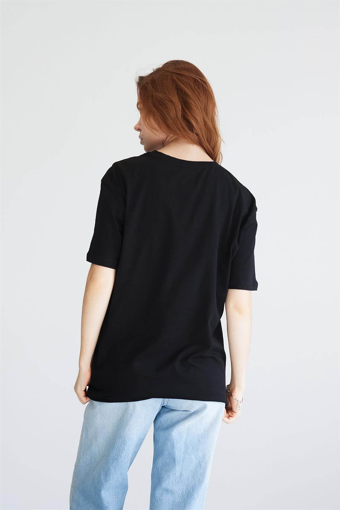 Avrile Kadın BASKILI  BASIC  T-SHIRT SİYAH A24-10246