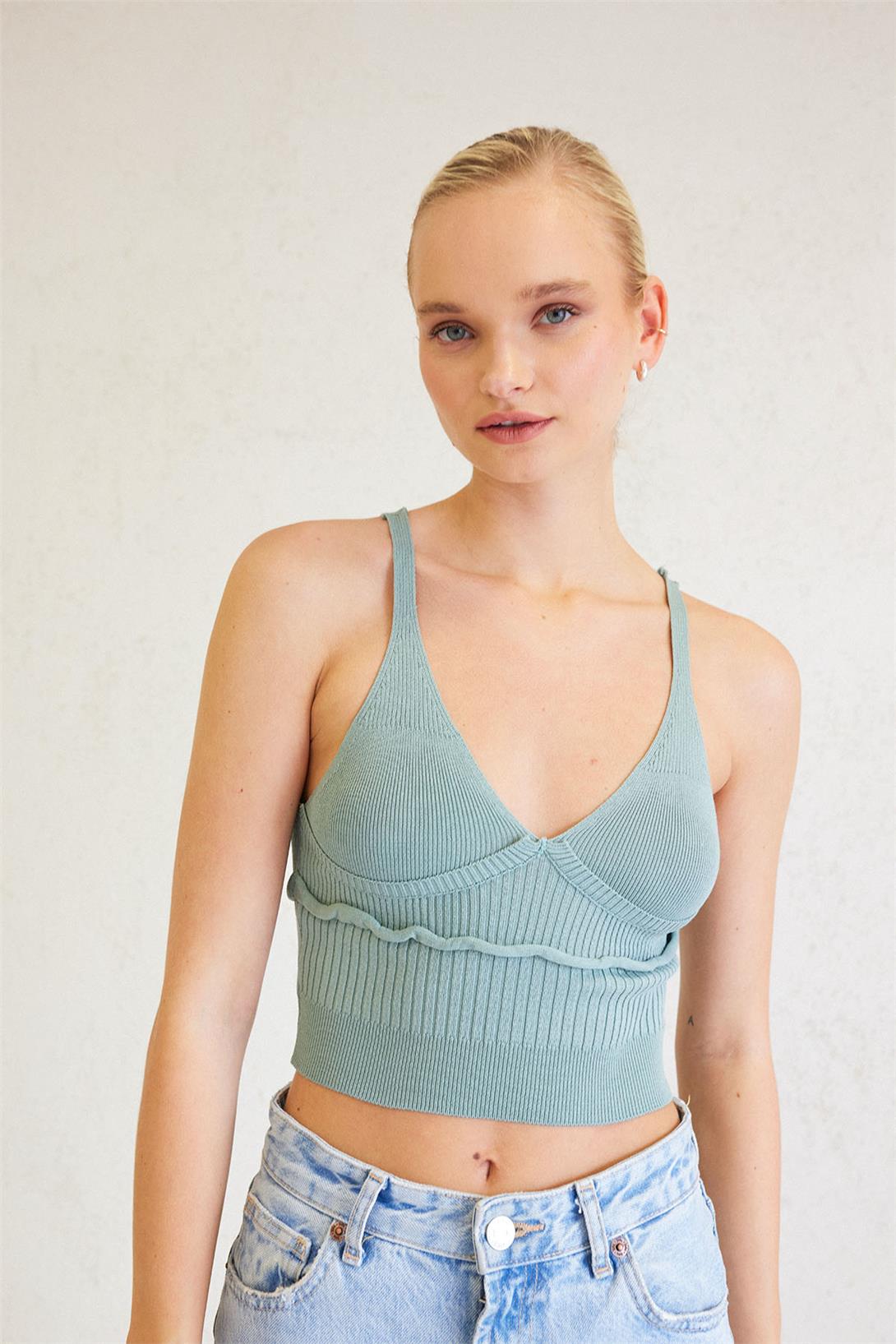 Avrile Kadın Fitilli Triko Top MİNT A92336-S