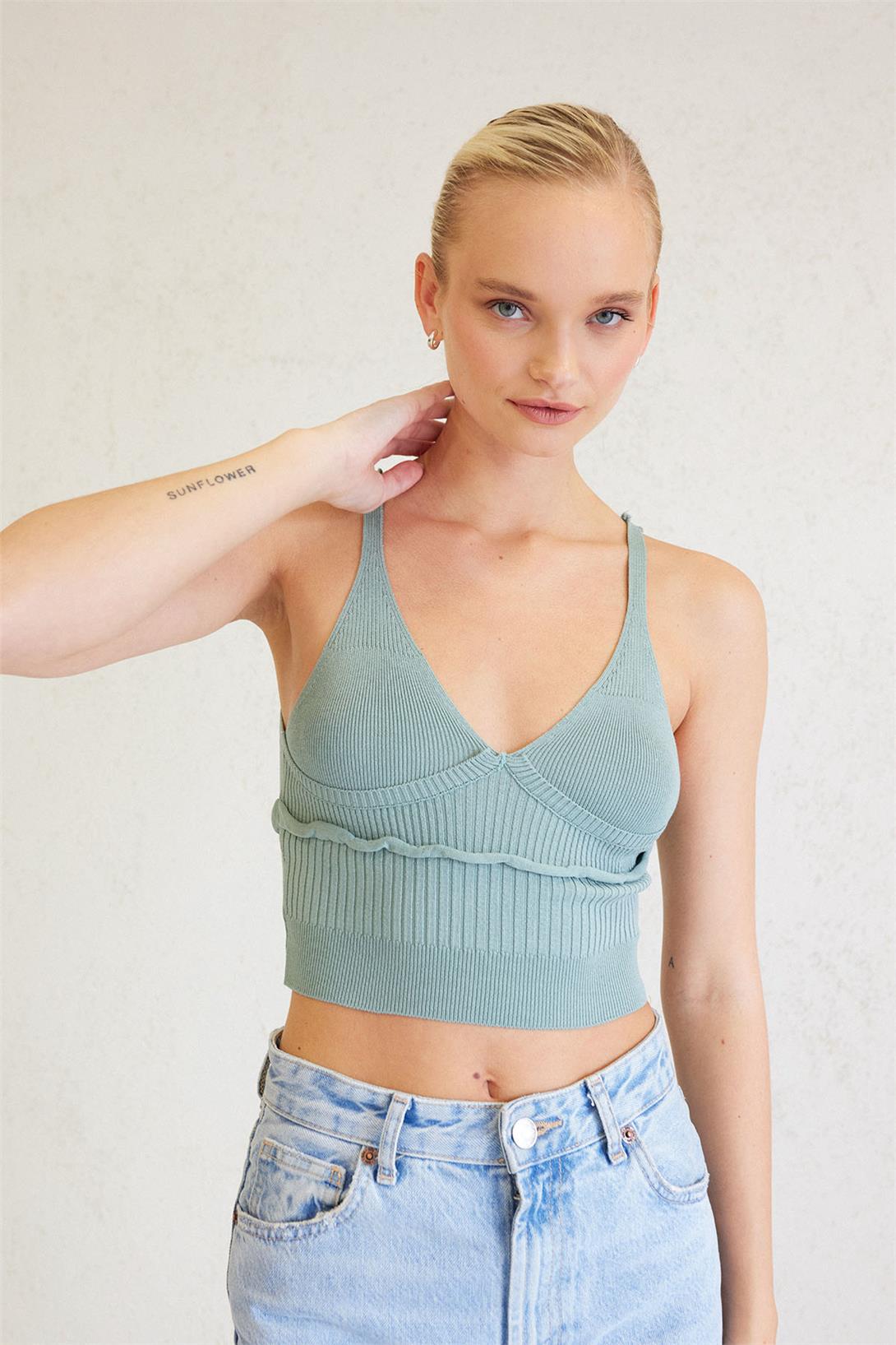 Avrile Kadın Fitilli Triko Top MİNT A92336-S