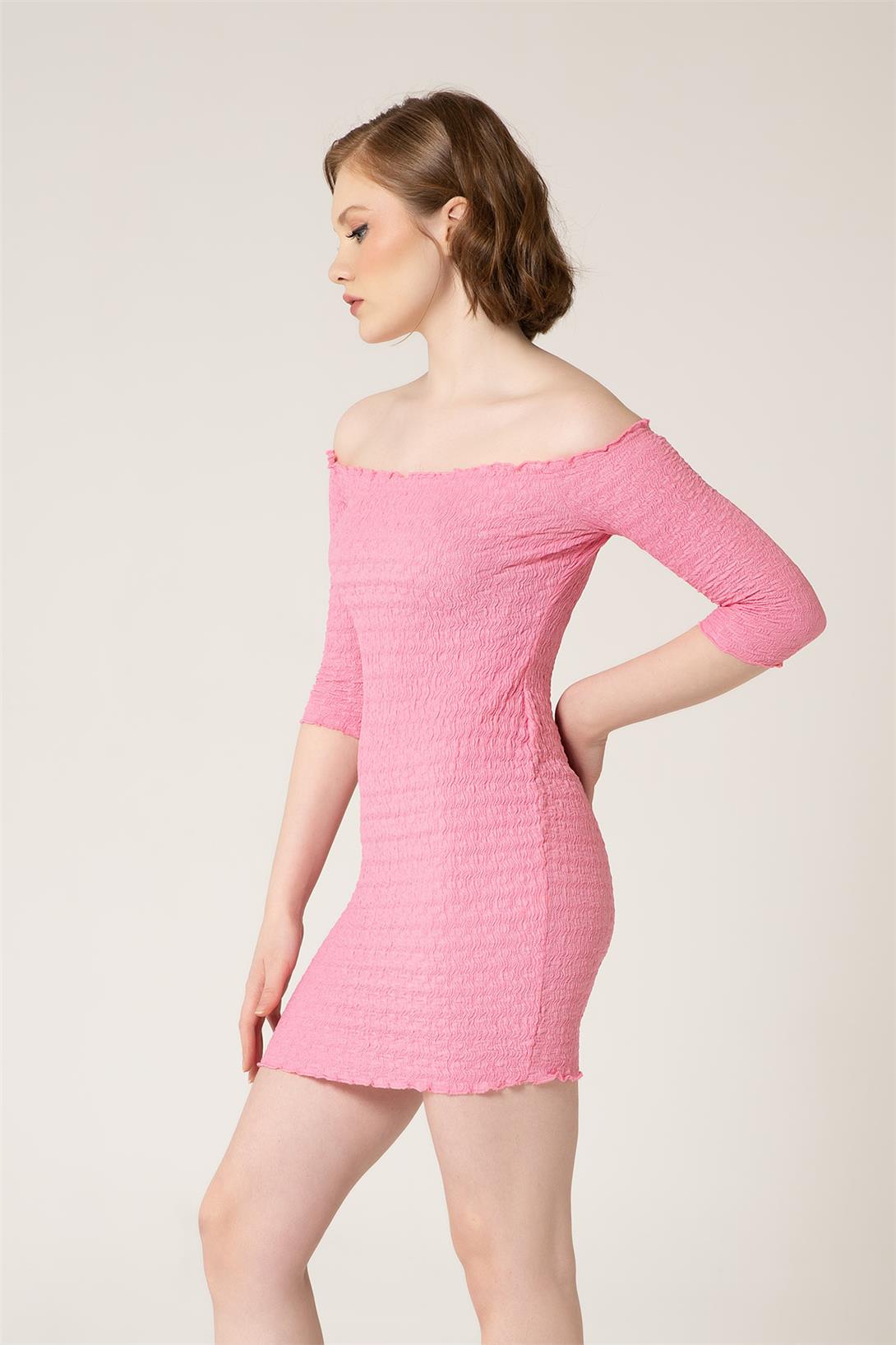 Avrile Kadın Kayık Yaka Elbise PEMBE A23-10135