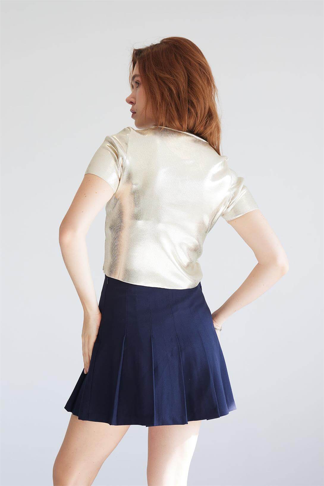 Avrile Kadın METALİK TRİKO T-SHIRT BEYAZ A92508-S