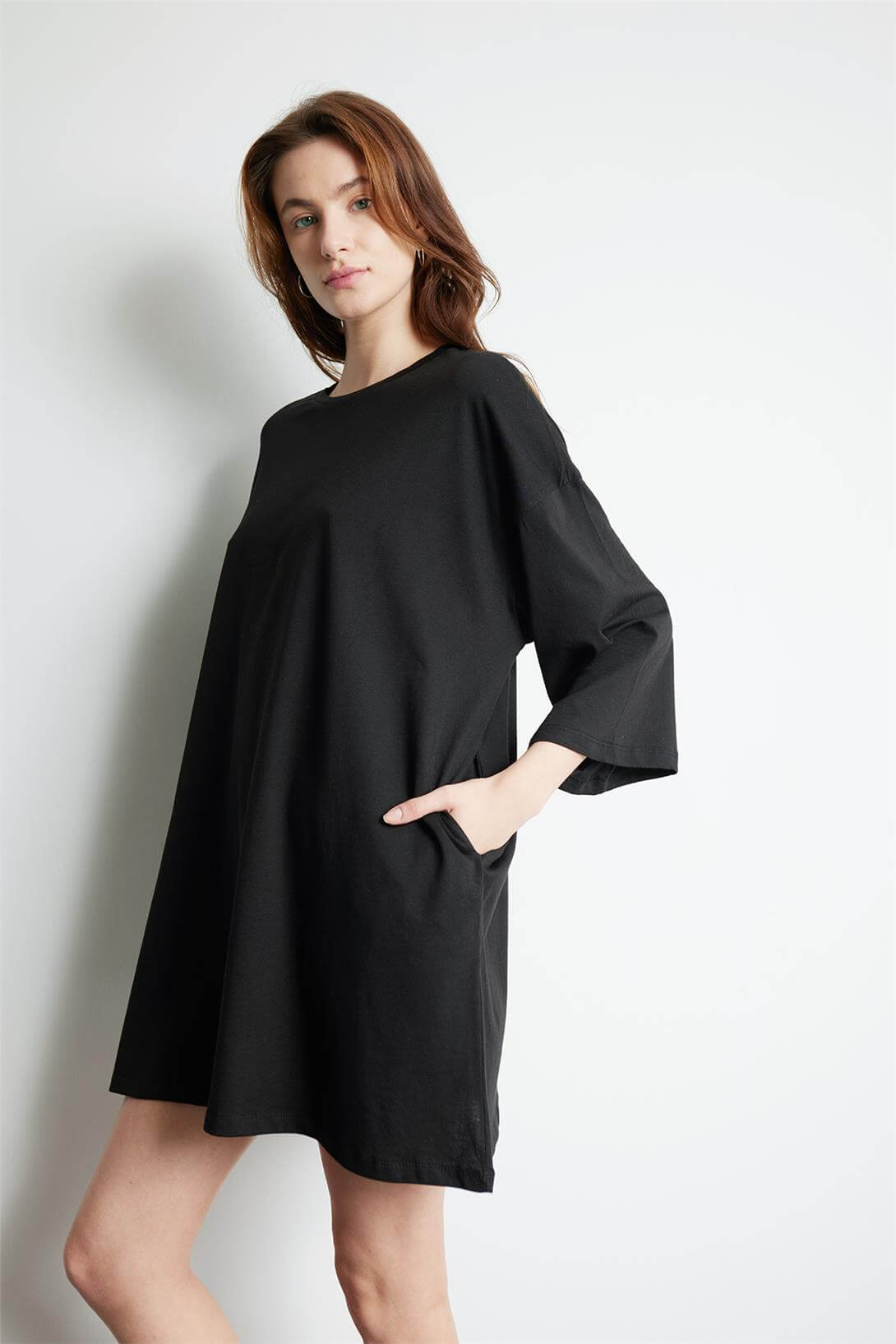 Avrile Kadın OVERSIZE  ELBİSE SİYAH A24-10273