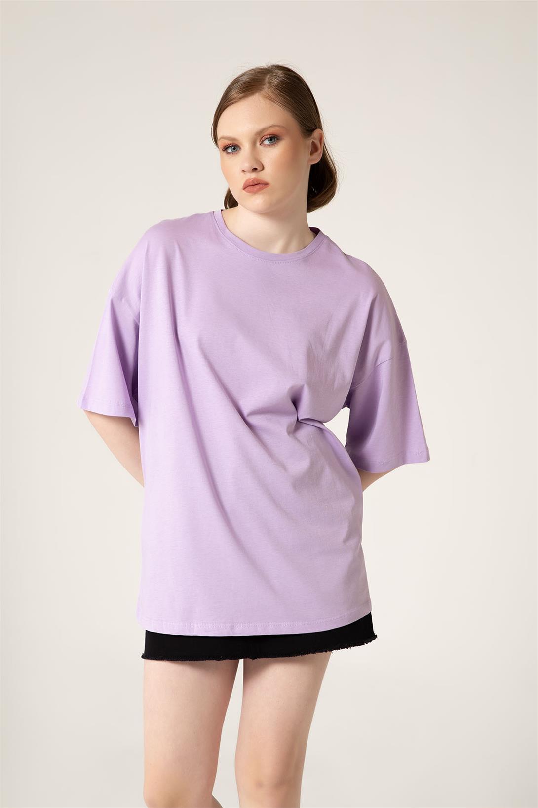 Avrile Kadın Oversize T-Shirt LİLA A23-10111