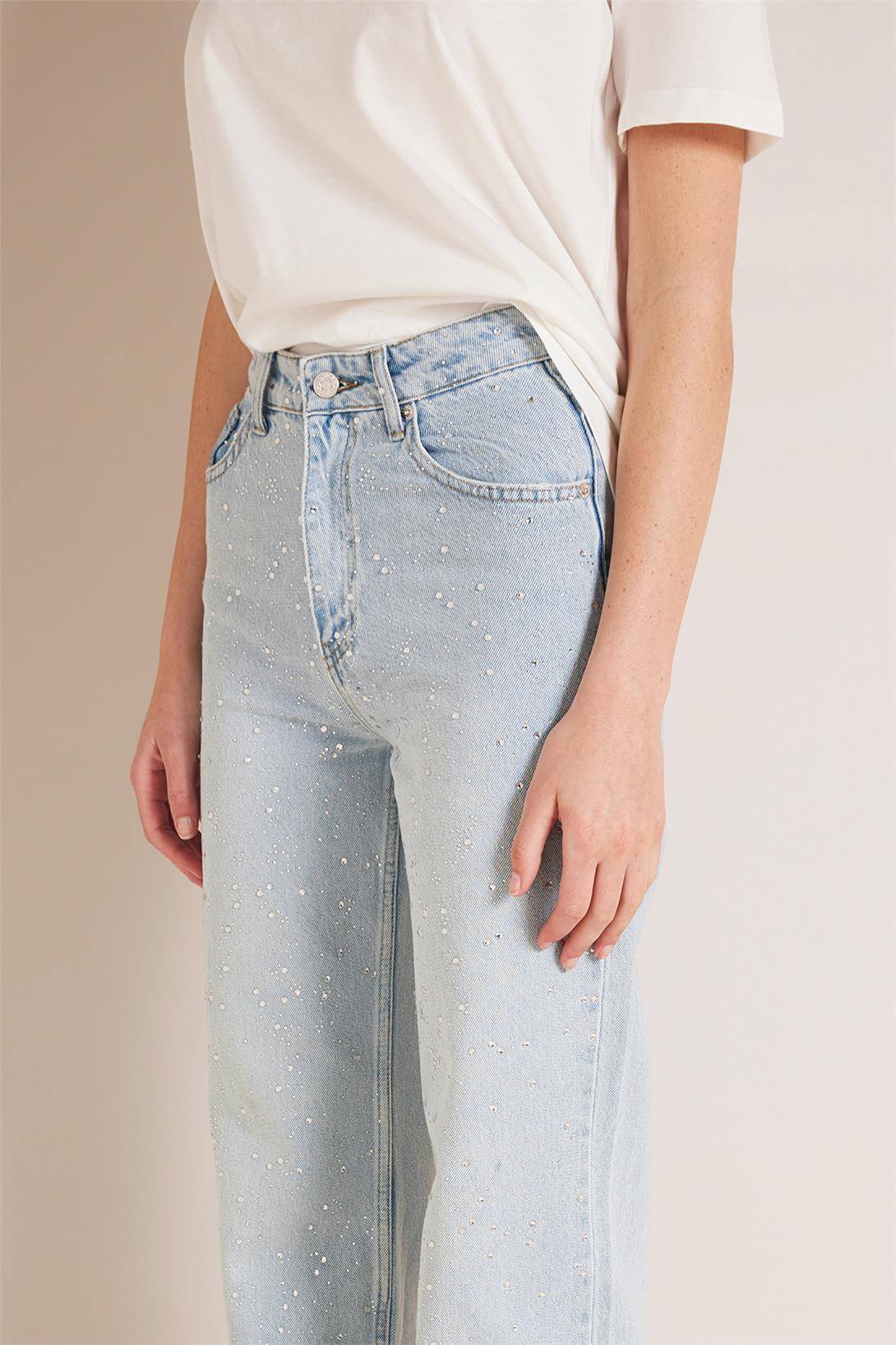 Avrile Kadın TAŞLI DENIM PANTOLON MAVİ AP25-202