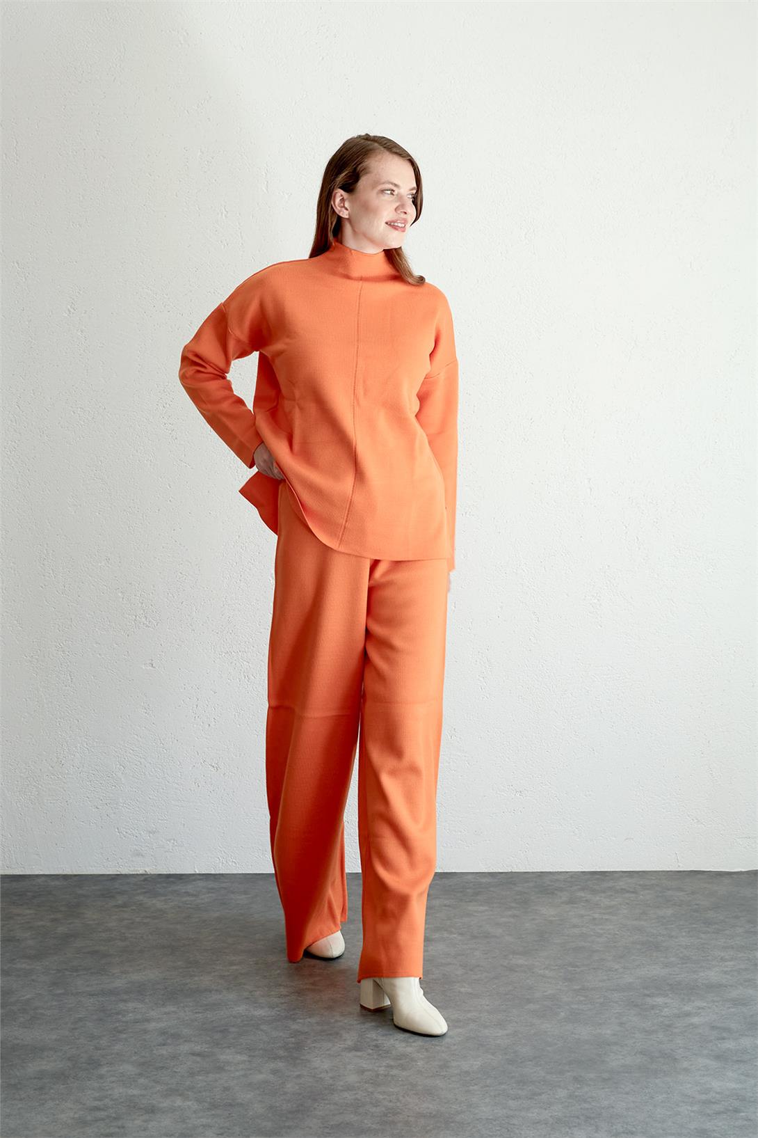 Avrile Kadın Triko Kazak Pantolon Takım ORANJ A90944-S
