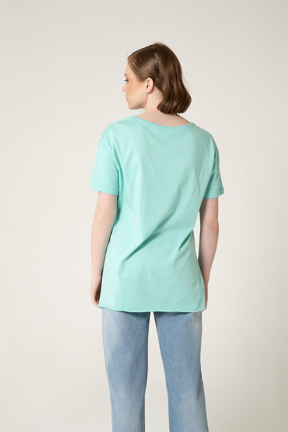 Avrile Kadın V Yaka Basic T-Shirt MİNT A23-10115