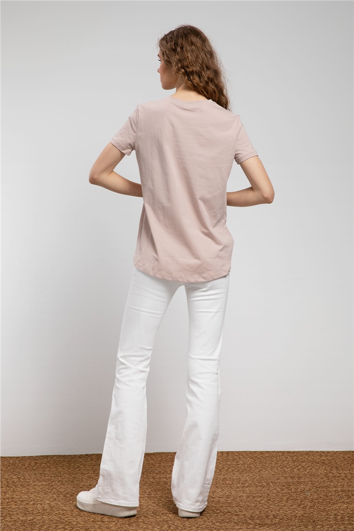 Avrile Kalp Baskılı T-Shirt  BEJ  A21-10432