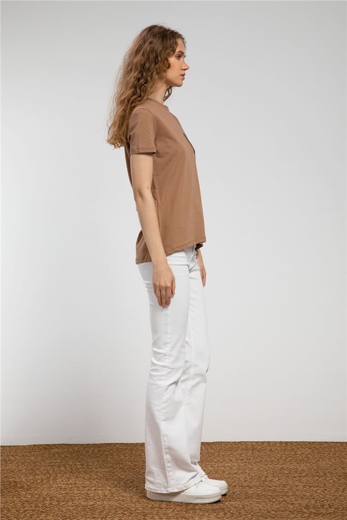 Avrile Kalp Baskılı T-Shirt  CAMEL  A21-10432