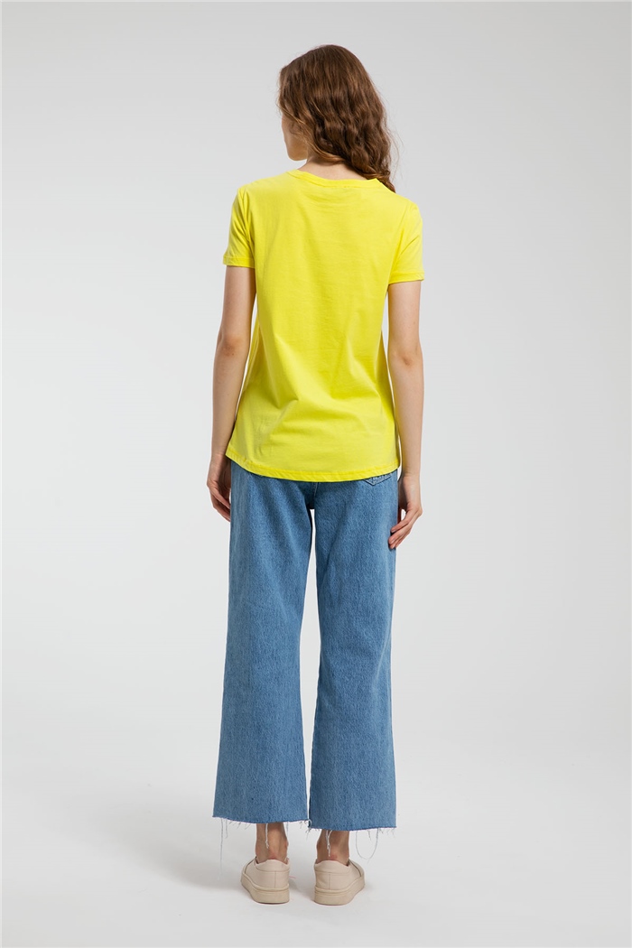 Avrile Kalp Baskılı T-Shirt  SARI  A21-10432