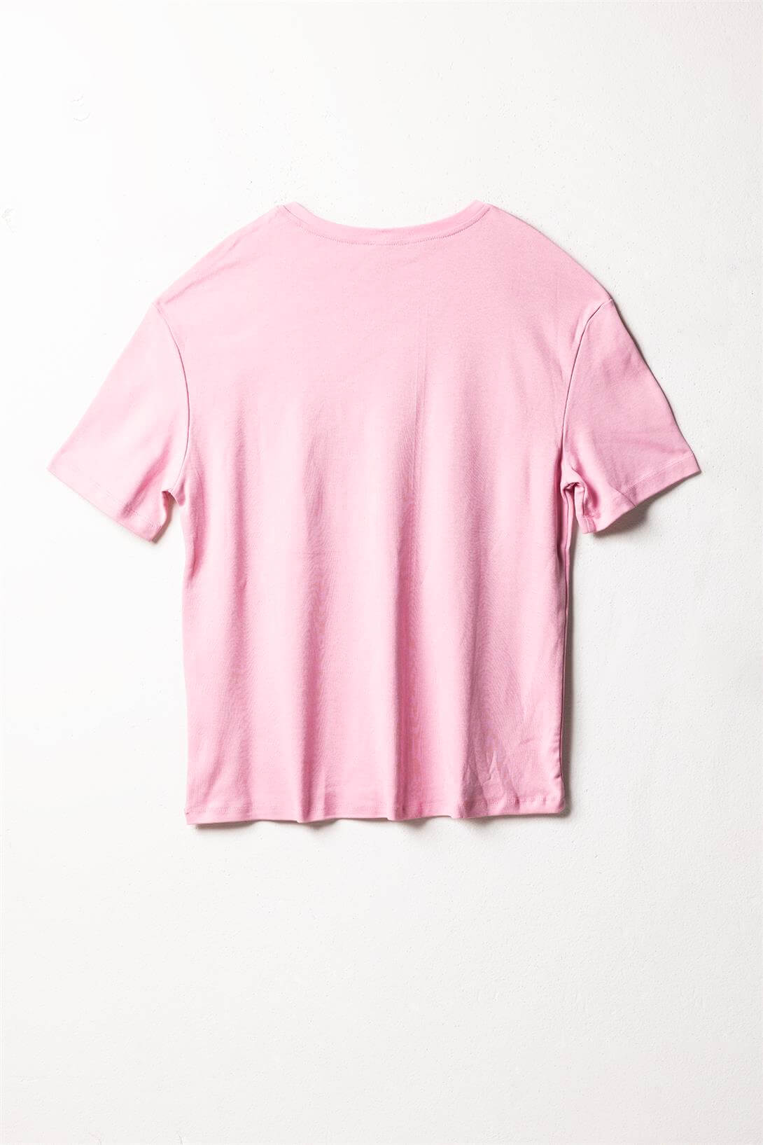 Avrile  KALP NAKIŞLI BİSİKLET YAKA T-SHIRT PEMBE A25-10352