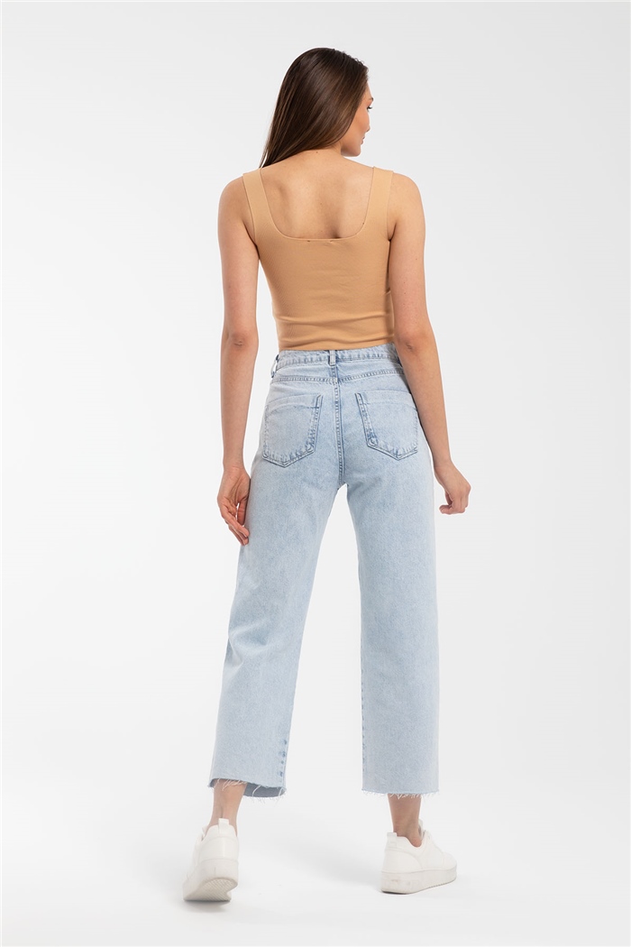 Avrile Kare Yaka İki Renkli Triko Bluz  CAMEL  A91785-S