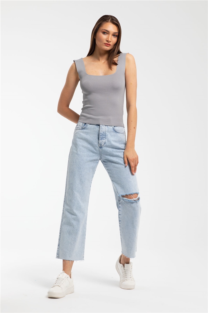 Avrile Kare Yaka Triko Atlet  GRİ  A90848-S