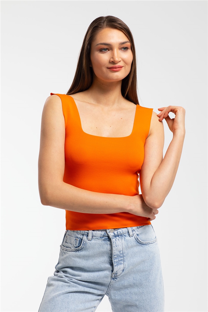 Avrile Kare Yaka Triko Atlet  ORANJ  A90848-S
