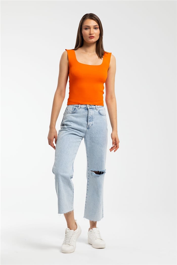 Avrile Kare Yaka Triko Atlet  ORANJ  A90848-S