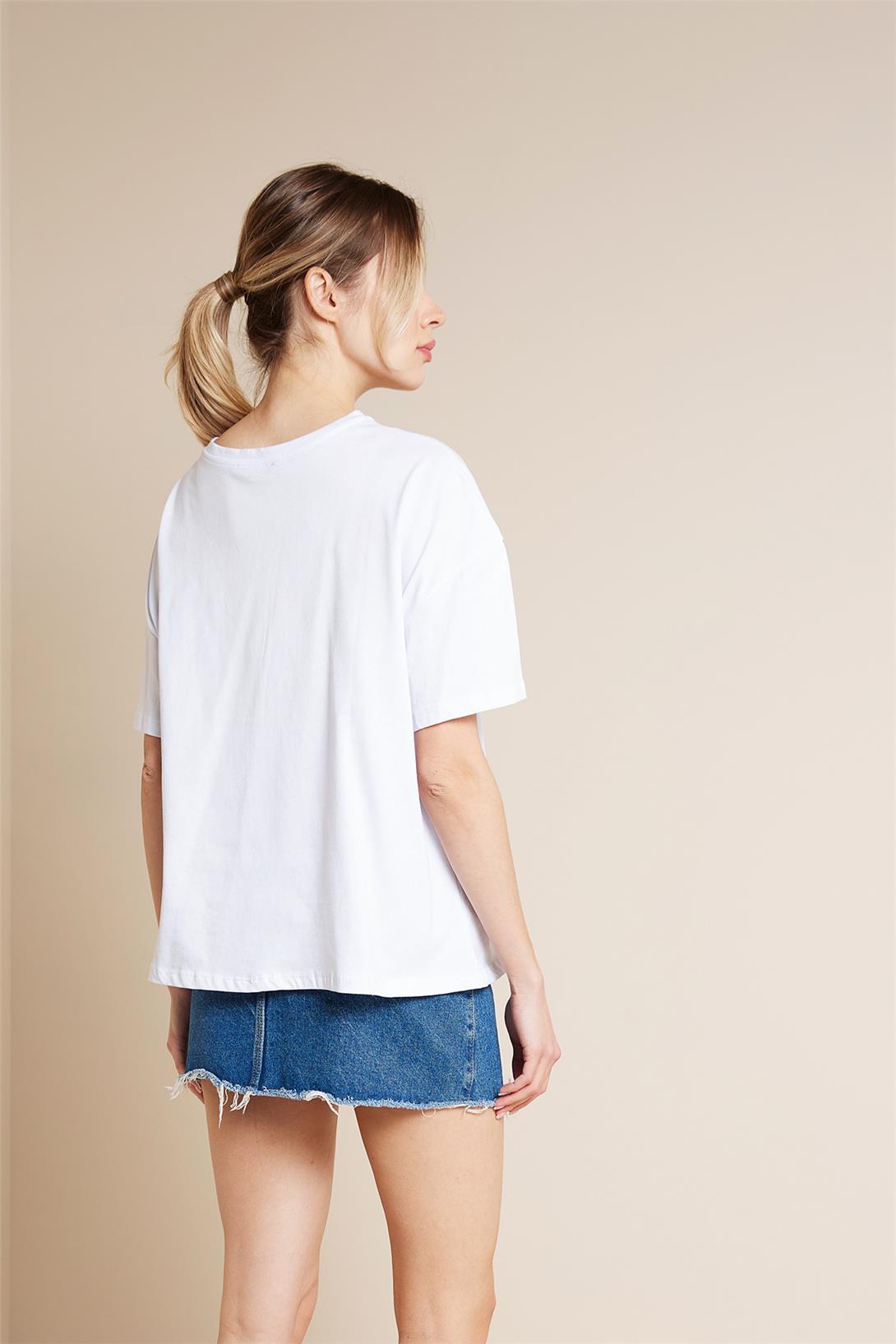 Avrile  KIZ BASKILI T-SHIRT BEYAZ SA25-1001