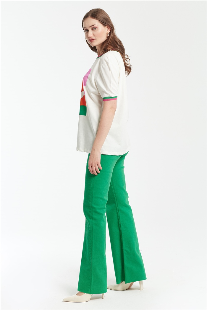 Avrile Kız Baskılı T-Shirt  EKRU  A21-10523
