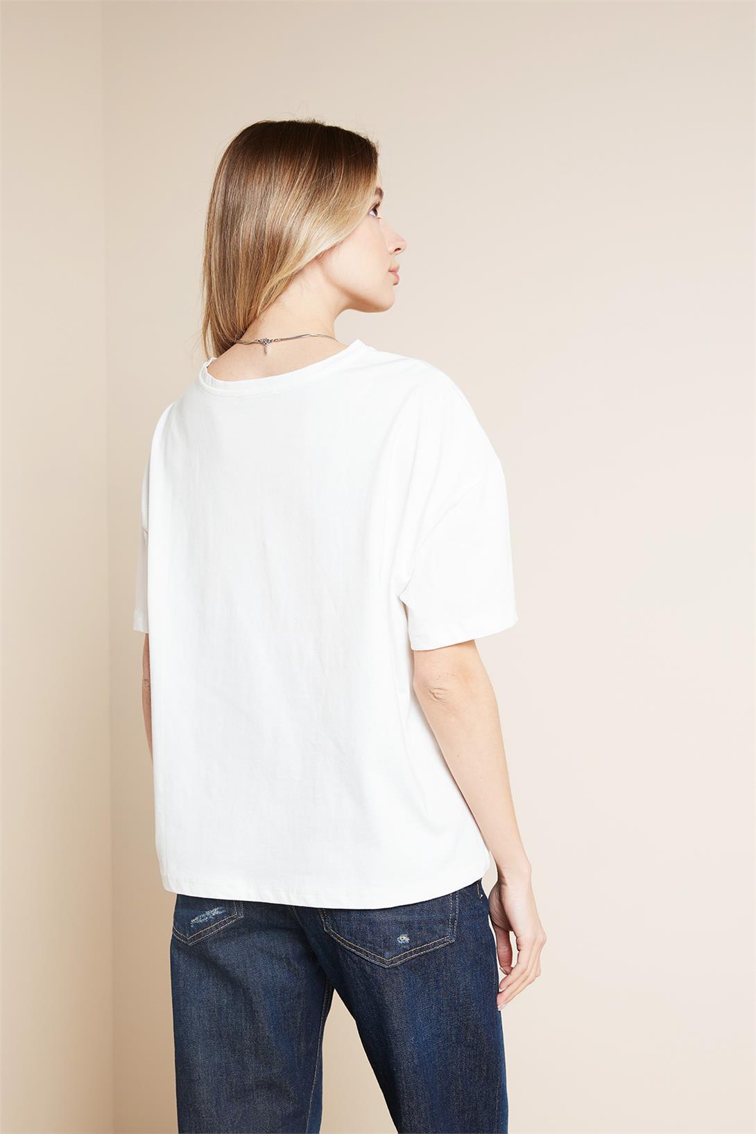Avrile  KIZ BASKILI T-SHIRT EKRU SA25-1001