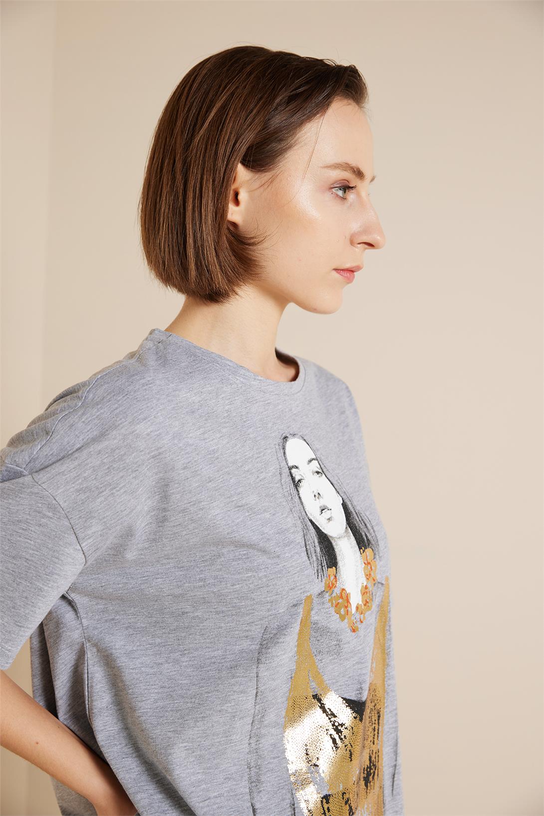 Avrile  KIZ BASKILI T-SHIRT GRİ SA25-1001
