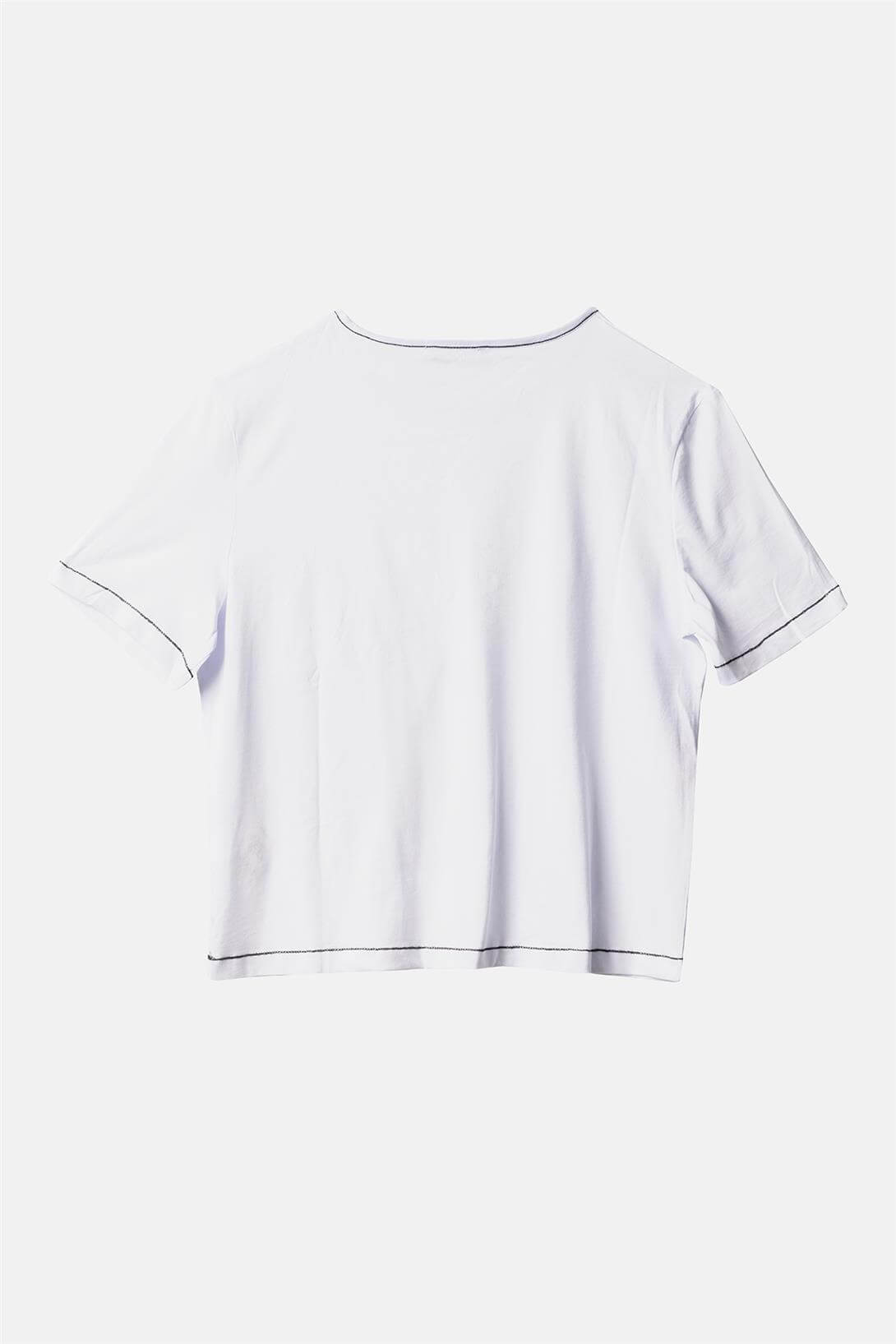 Avrile  KONTRAST DİKİŞ DETAYLI T-SHIRT BEYAZ A25-10384