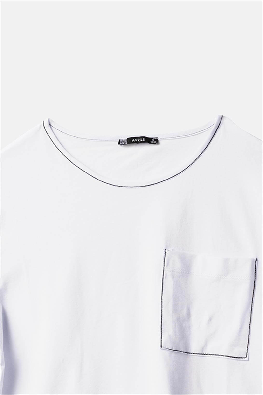 Avrile  KONTRAST DİKİŞ DETAYLI T-SHIRT BEYAZ A25-10384