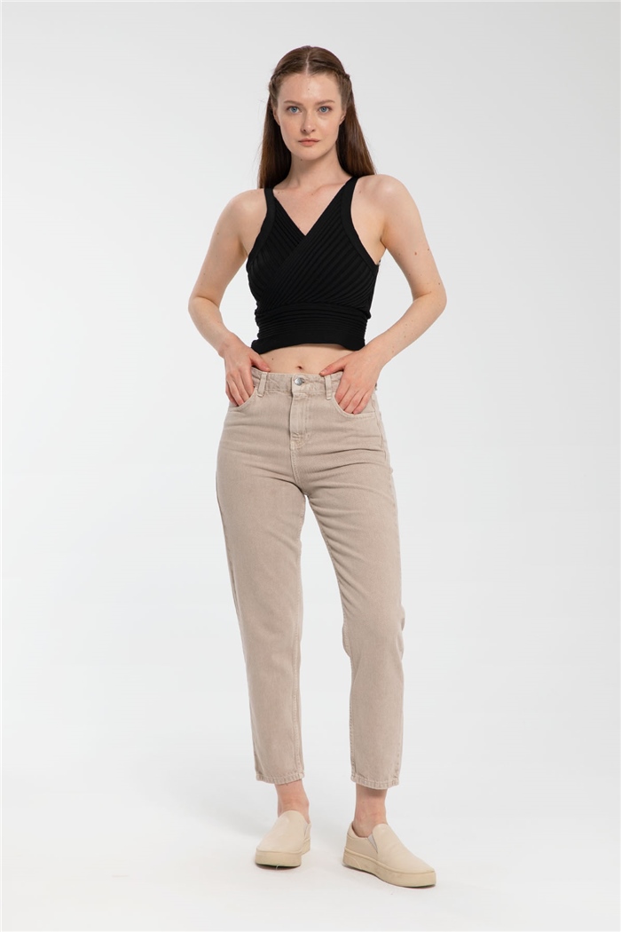 Avrile Kruvaze Yaka Fitilli Triko Bluz  SİYAH  A91748-S
