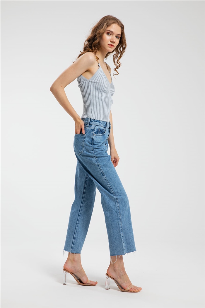 Avrile Metal Aksesuarlı Triko Bluz  BEBE MAVİ  A91737-S