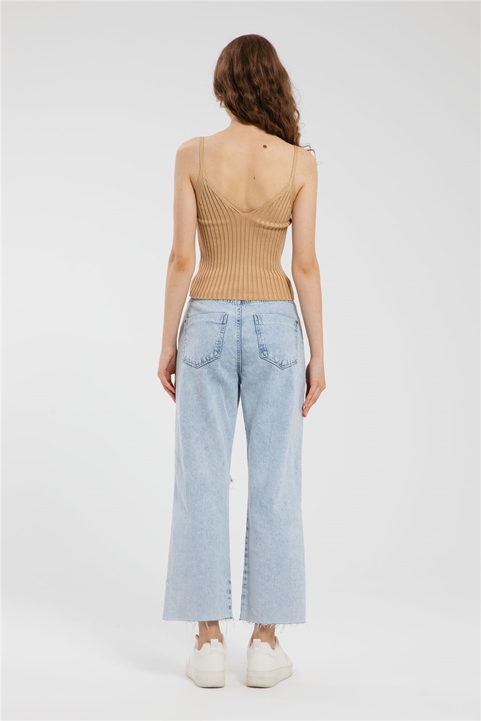 Avrile Metal Aksesuarlı Triko Bluz  CAMEL  A91737-S
