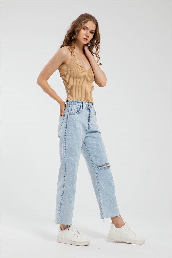 Avrile Metal Aksesuarlı Triko Bluz  CAMEL  A91737-S