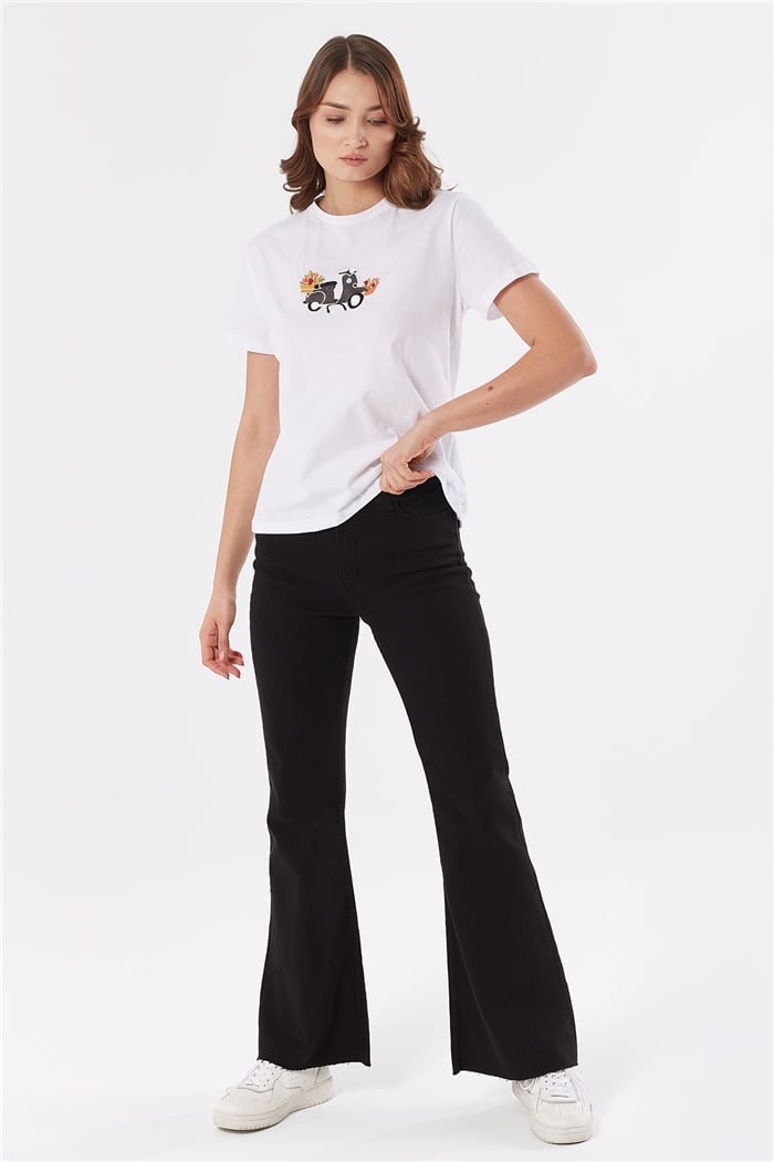 Avrile NAKIŞLI BASIC T-SHIRT  BEYAZ  A22-10537
