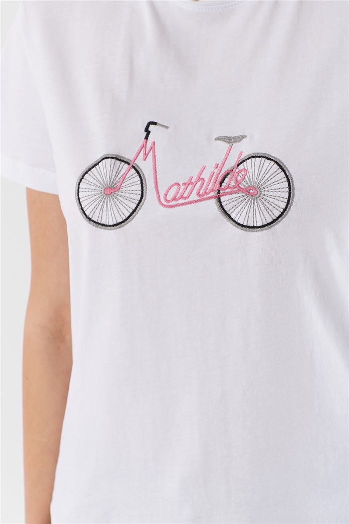 Avrile NAKIŞLI T-SHIRT  BEYAZ  A22-10540