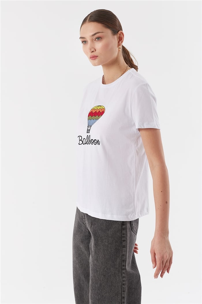 Avrile NAKIŞLI T-SHIRT  BEYAZ  A22-10543