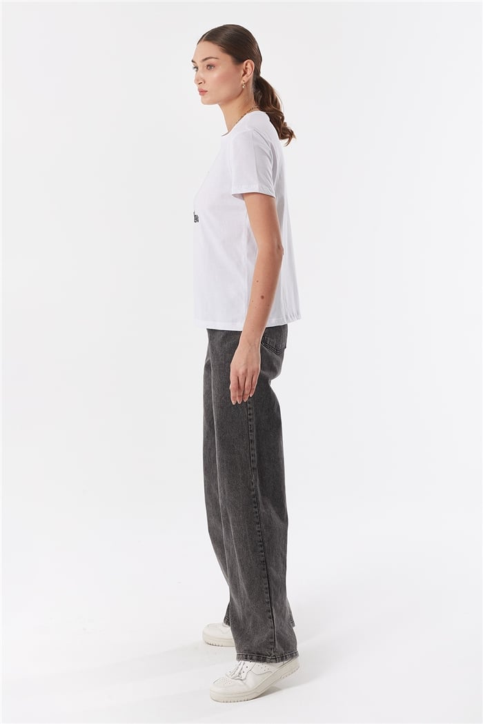 Avrile NAKIŞLI T-SHIRT  BEYAZ  A22-10543