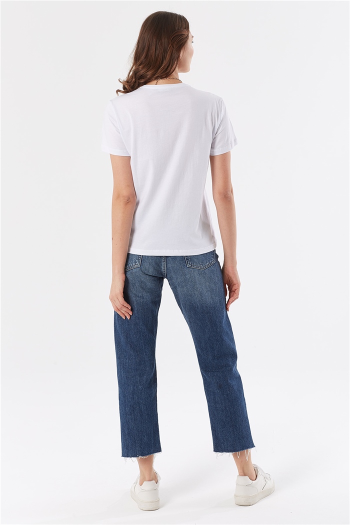 Avrile NAKIŞLI T-SHIRT  BEYAZ  A22-10544