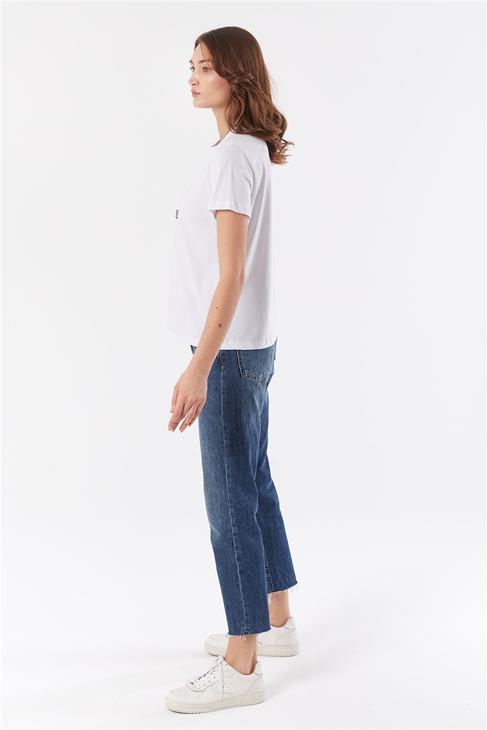 Avrile NAKIŞLI T-SHIRT  BEYAZ  A22-10544