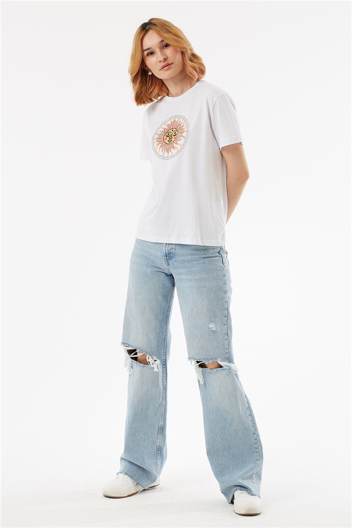 Avrile NAKIŞLI T-SHIRT  BEYAZ  A22-10545