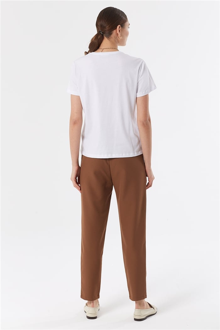 Avrile NAKIŞLI T-SHIRT  BEYAZ  A22-10546