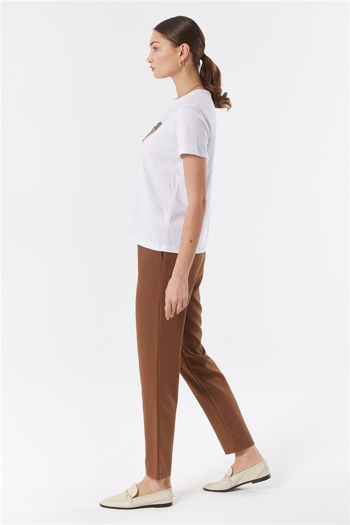 Avrile NAKIŞLI T-SHIRT  BEYAZ  A22-10546