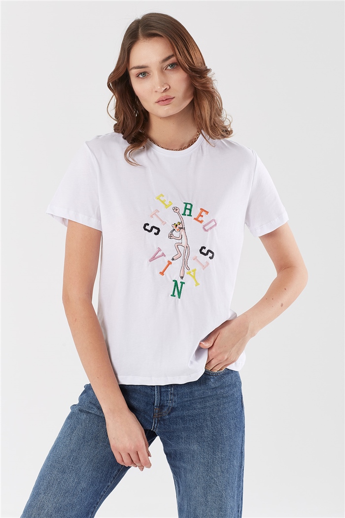 Avrile NAKIŞLI T-SHIRT  BEYAZ  A22-10547