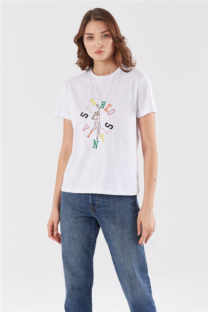 Avrile NAKIŞLI T-SHIRT  BEYAZ  A22-10547